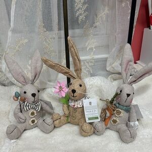 Cotton & Co. set  of 3 cloth bunny decor